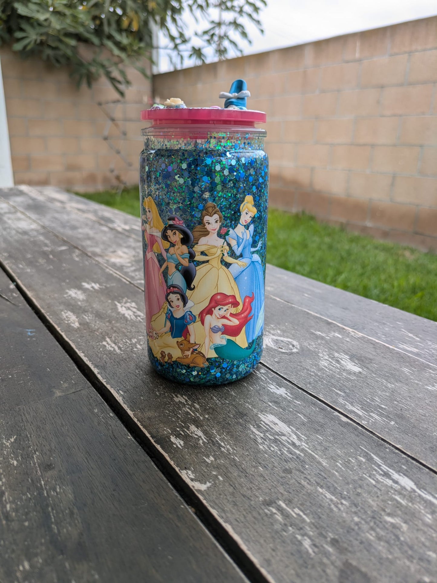 16oz snowglobe cup (12oz inner) With Disney princess design wrap